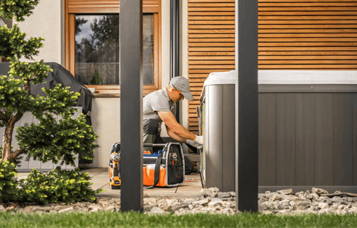 Technicien réparant un spa
